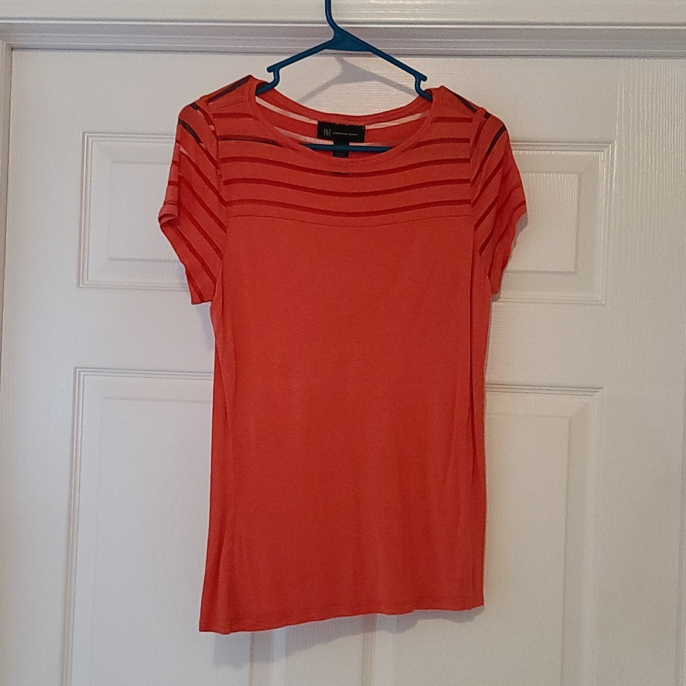 INC Womens Short Sleeved Top- Salmon- Large